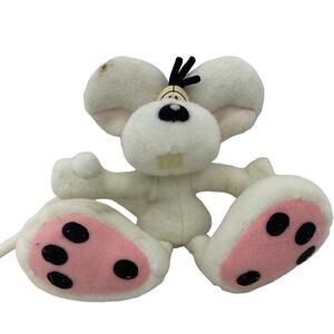 Preowned White Diddl White Mouse Plush Doll Character Stuffed Animal Toy